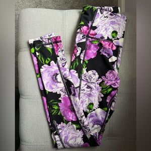 Victoria's Secret Floral Leggings - Black and Purple